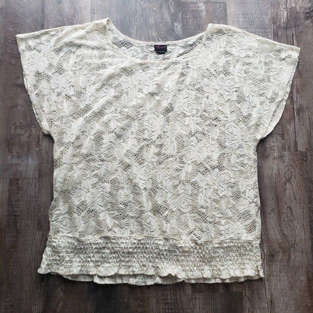 Torrid Ivory Lace Shirred Hem Blouse